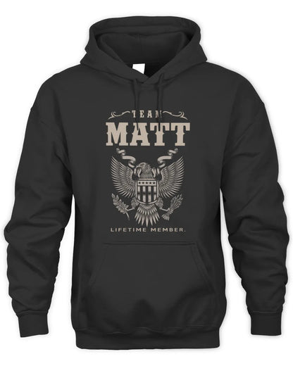 MATT TP06-K82 – Personalized Classic Style Apparel “Team NAME Lifetime Member” - Unisex Hoodie - Black