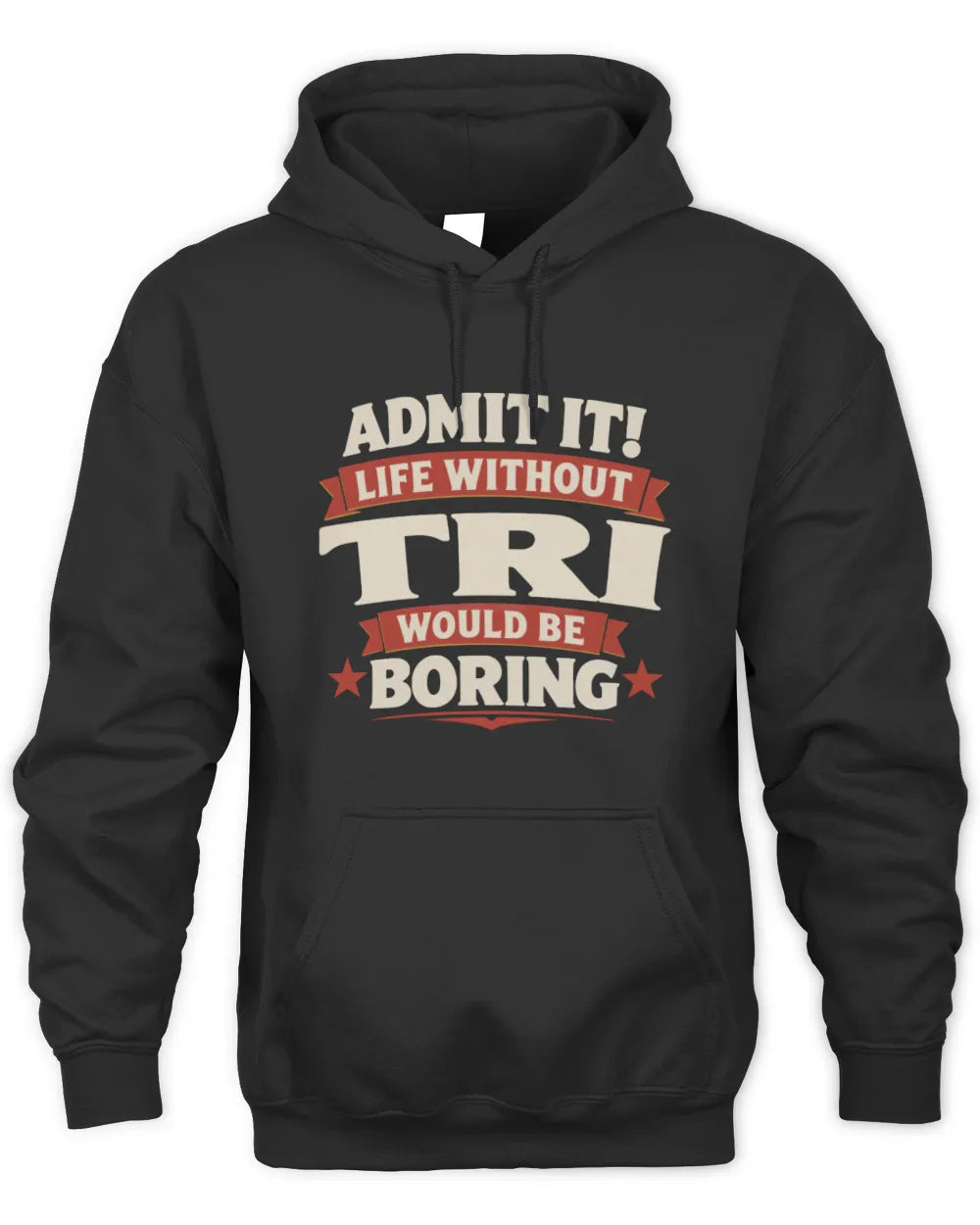 TRI P4 KT003 Personalized Funny Quote Apparel “Life Without NAME Would Be Boring” - Unisex Hoodie - Black
