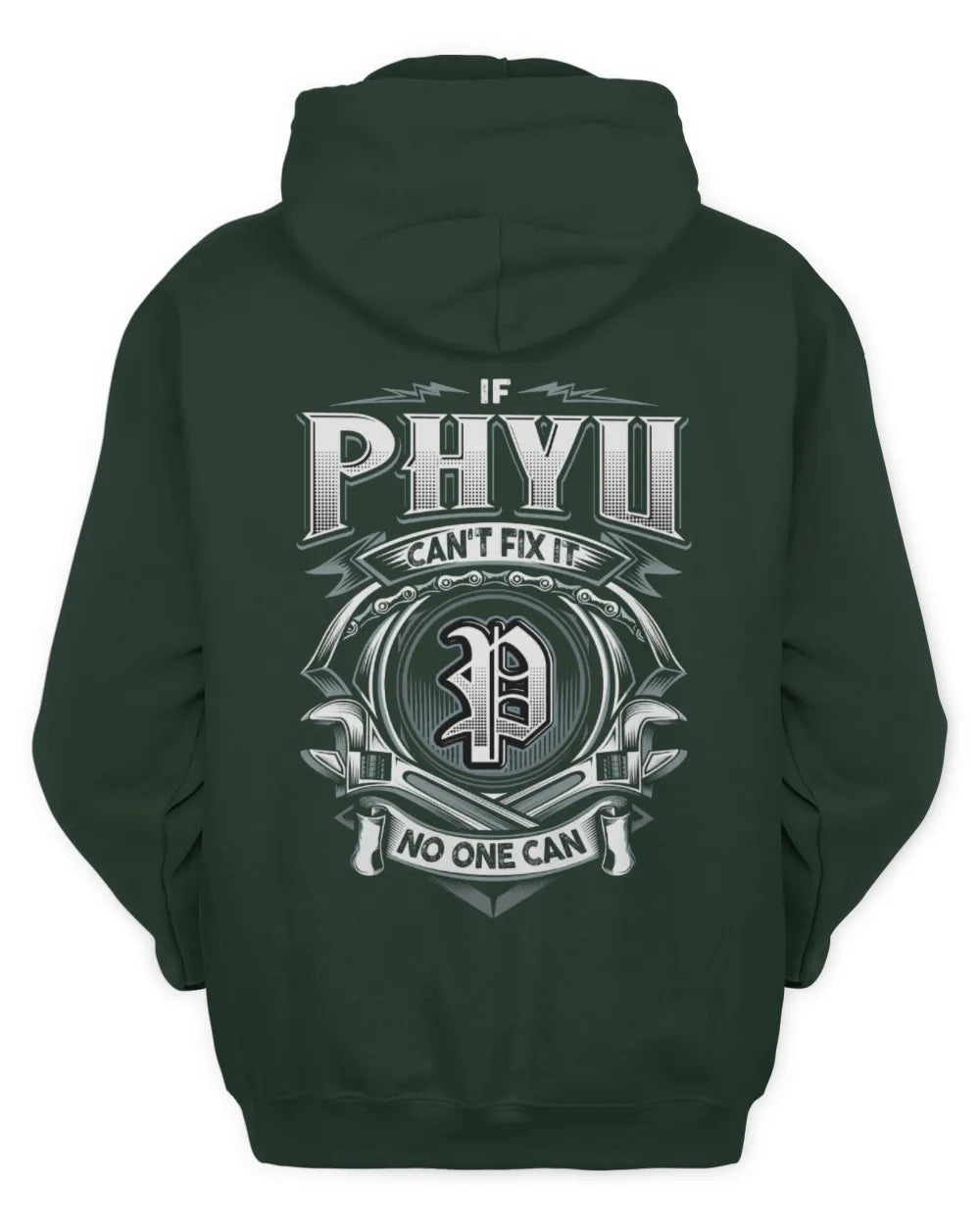 PHYU AP81-K4-626 - Personalized Ahmed Quote Apparel “If Ahmed Can't Fix It, No One Can” - Unisex Hoodie - Forest Green