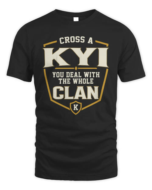 KYI NT1-K008 Cross A/An NAME, You Deal With the Whole Clan | Personalized Vintage T-Shirt - Unisex Standard T-Shirt - Black