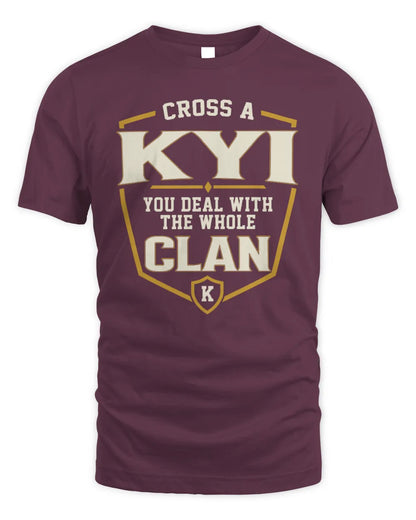 KYI NT1-K008 Cross A/An NAME, You Deal With the Whole Clan | Personalized Vintage T-Shirt - Unisex Standard T-Shirt - Maroon