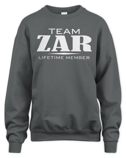 ZAR BL62-K4-128 - Personalized “Team NAME Lifetime Member” - Unisex Sweatshirt - Charcoal