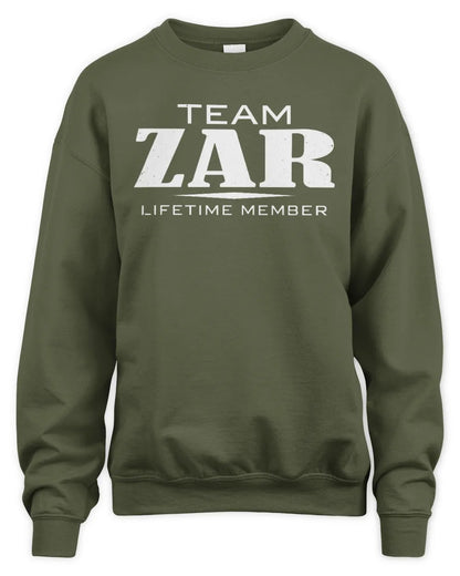 ZAR BL62-K4-128 - Personalized “Team NAME Lifetime Member” - Unisex Sweatshirt - Military Green