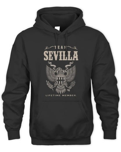 SEVILLA TP06-K82 – Personalized Classic Style Apparel “Team NAME Lifetime Member” - Unisex Hoodie - Black