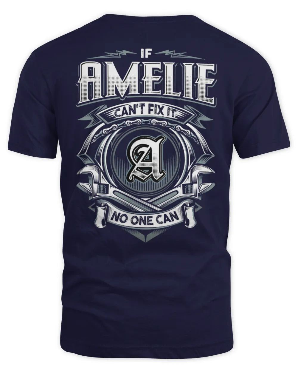 AMELIE AP81-K4-626 - Personalized Ahmed Quote Apparel “If Ahmed Can't Fix It, No One Can” - Unisex Standard T-Shirt - Navy