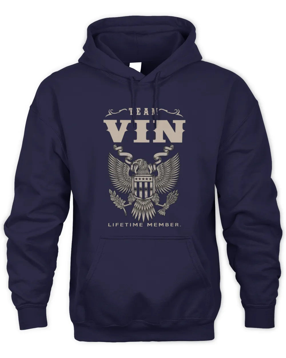 VIN TP06-K82 – Personalized Classic Style Apparel “Team NAME Lifetime Member” - Unisex Hoodie - Navy