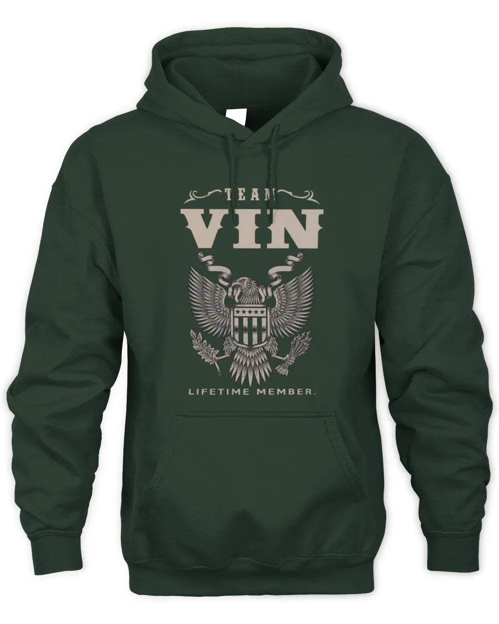 VIN TP06-K82 – Personalized Classic Style Apparel “Team NAME Lifetime Member” - Unisex Hoodie - Forest Green