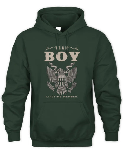 BOY TP06-K82 – Personalized Classic Style Apparel “Team NAME Lifetime Member” - Unisex Hoodie - Forest Green