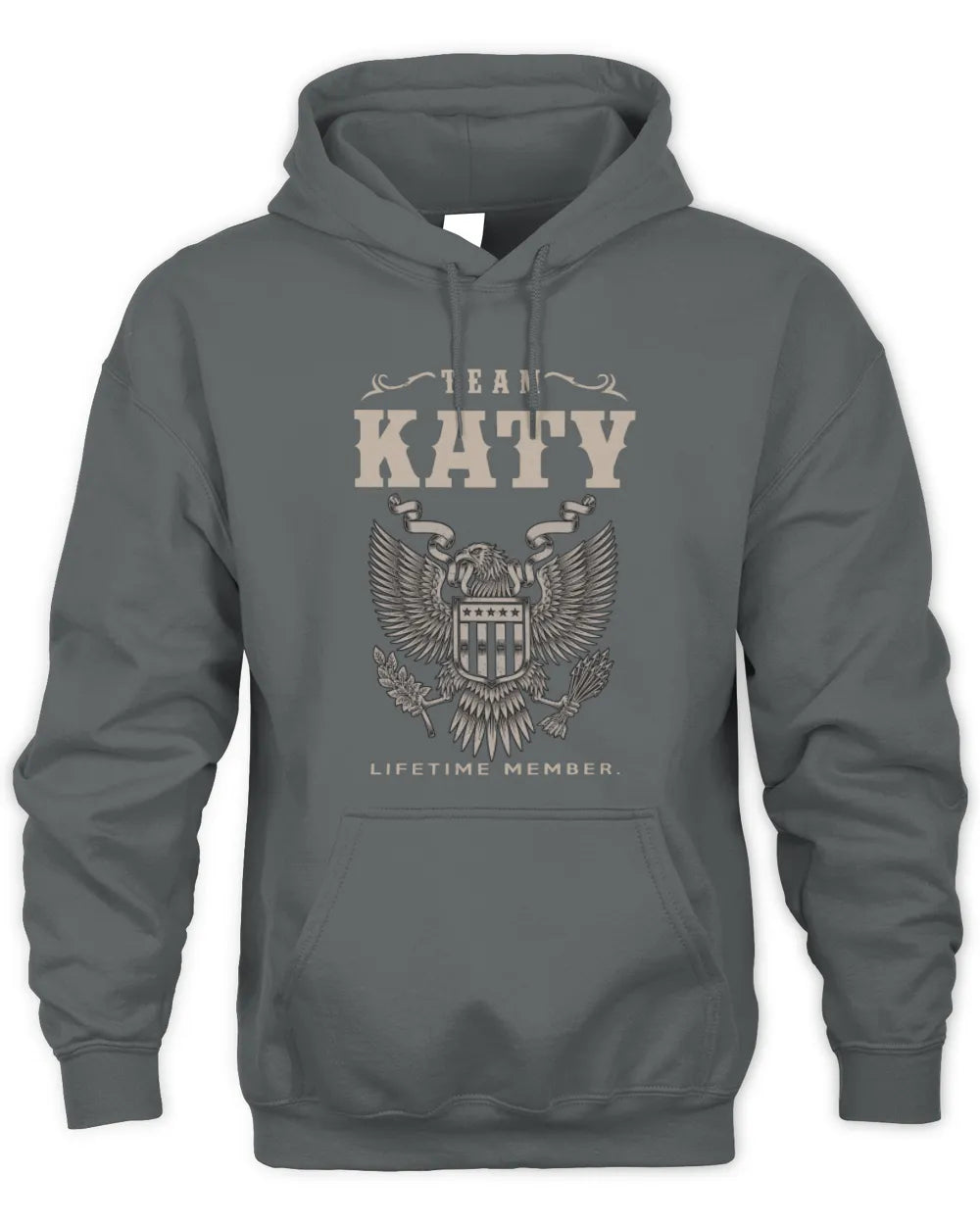 KATY TP06-K82 – Personalized Classic Style Apparel “Team NAME Lifetime Member” - Unisex Hoodie - Charcoal