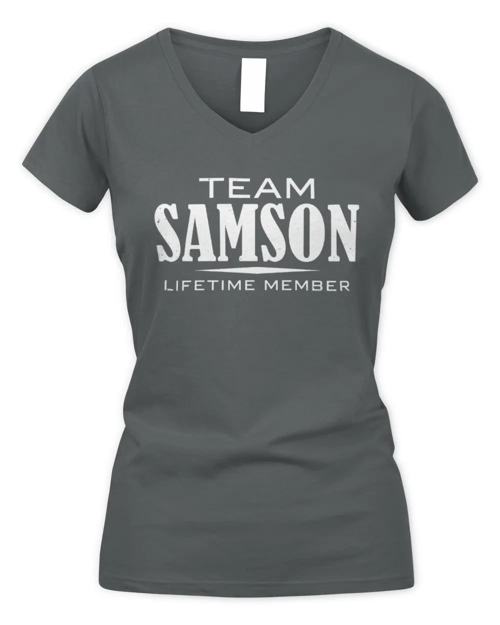 SAMSON BL62-K4-128 - Personalized “Team NAME Lifetime Member” - Women's V-Neck T-Shirt - Charcoal