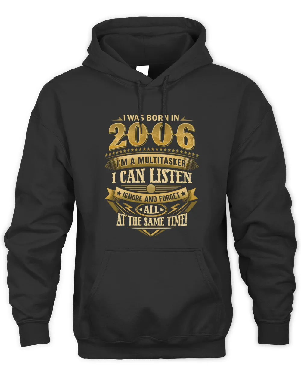 2006 HH89-K2 – Funny Birth Year Multitasker Quote T-Shirt - Unisex Hoodie - Black