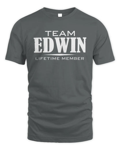EDWIN BL62-K4-128 - Personalized “Team NAME Lifetime Member” - Unisex Standard T-Shirt - Charcoal