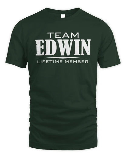 EDWIN BL62-K4-128 - Personalized “Team NAME Lifetime Member” - Unisex Standard T-Shirt - Forest Green