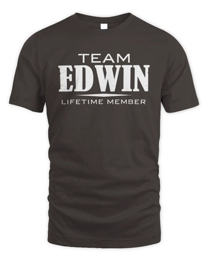 EDWIN BL62-K4-128 - Personalized “Team NAME Lifetime Member” - Unisex Standard T-Shirt - Dark Chocolate