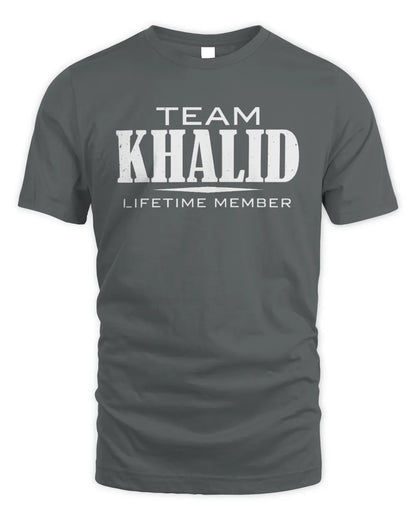 KHALID BL62-K4-128 - Personalized “Team NAME Lifetime Member” - Unisex Standard T-Shirt - Charcoal