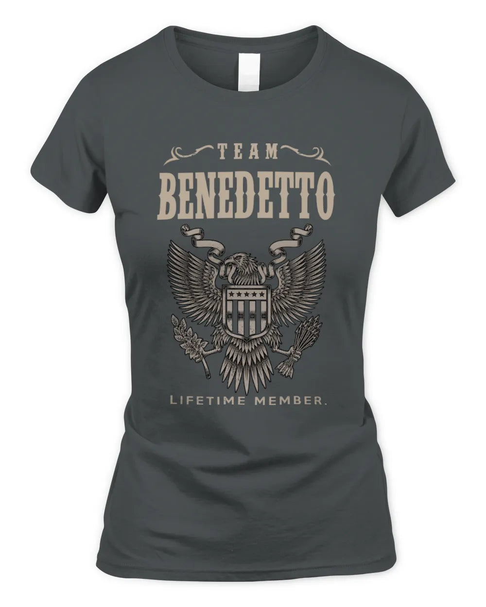 BENEDETTO TP06-K82 – Personalized Classic Style Apparel “Team NAME Lifetime Member” - Women's Standard T-Shirt - Charcoal