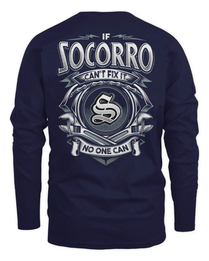 SOCORRO AP81-K4-626 - Personalized Ahmed Quote Apparel “If Ahmed Can't Fix It, No One Can” - Men's Long Sleeved T-Shirt - Navy