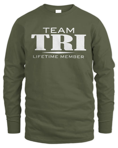 TRI BL62-K4-128 - Personalized “Team NAME Lifetime Member” - Men's Long Sleeved T-Shirt - Military Green