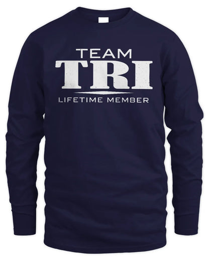 TRI BL62-K4-128 - Personalized “Team NAME Lifetime Member” - Men's Long Sleeved T-Shirt - Navy