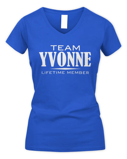 YVONNE BL62-K4-128 - Personalized “Team NAME Lifetime Member” - Women's V-Neck T-Shirt - Royal
