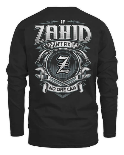 ZAHID AP81-K4-626 - Personalized Ahmed Quote Apparel “If Ahmed Can't Fix It, No One Can” - Men's Long Sleeved T-Shirt - Black