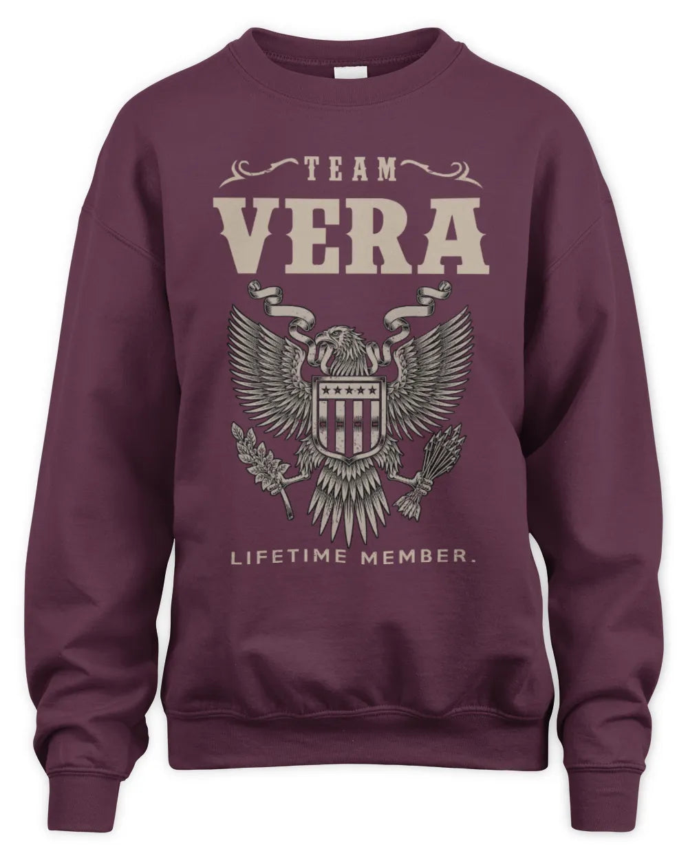VERA TP06-K82 – Personalized Classic Style Apparel “Team NAME Lifetime Member” - Unisex Sweatshirt - Maroon