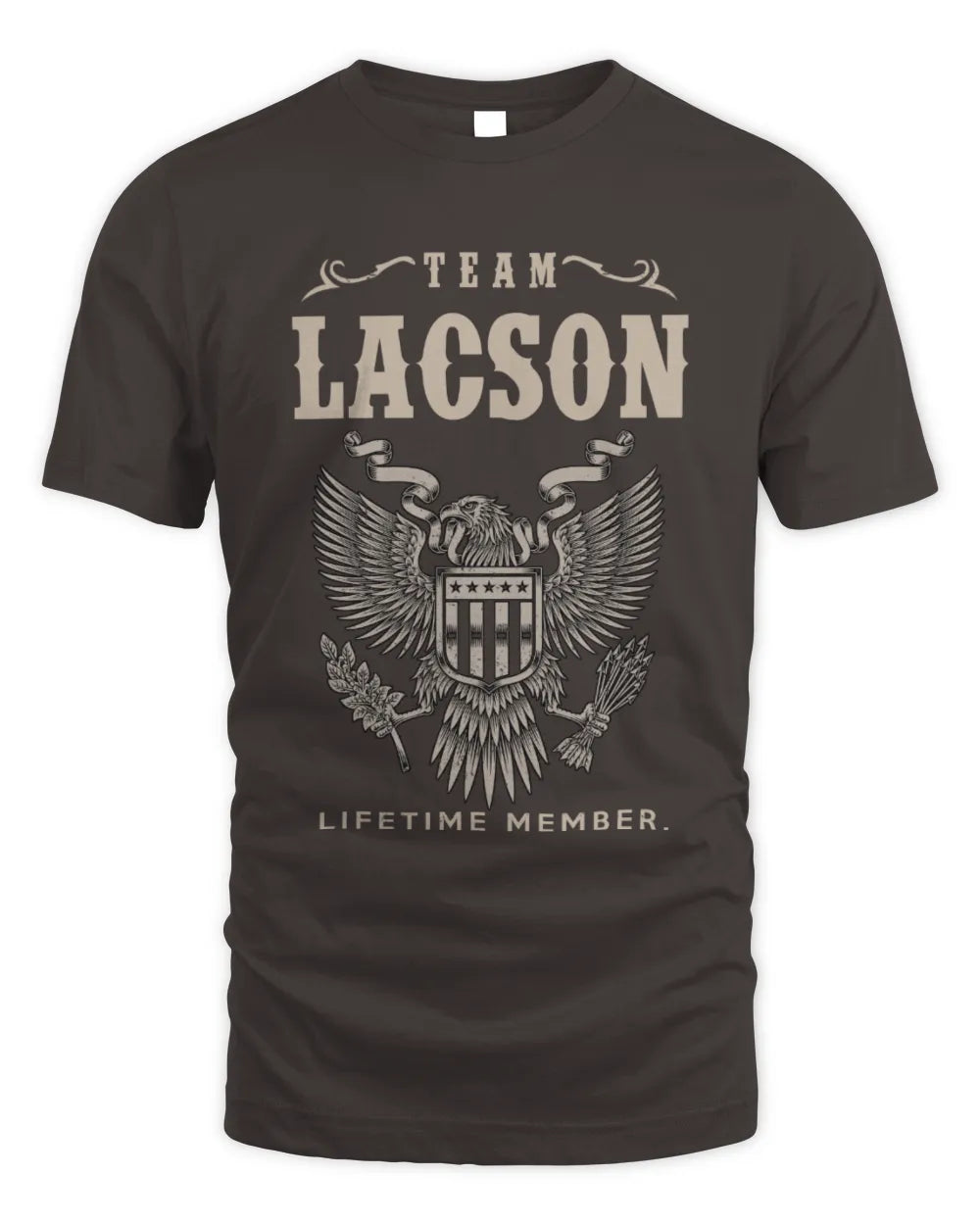 LACSON TP06-K82 – Personalized Classic Style Apparel “Team NAME Lifetime Member” - Unisex Standard T-Shirt - Dark Chocolate