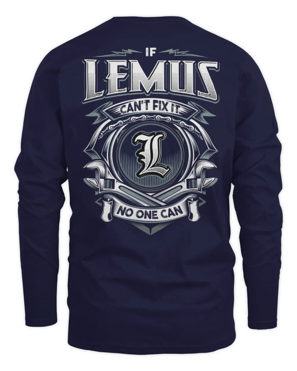 LEMUS AP81-K4-626 - Personalized Ahmed Quote Apparel “If Ahmed Can't Fix It, No One Can” - Men's Long Sleeved T-Shirt - Navy