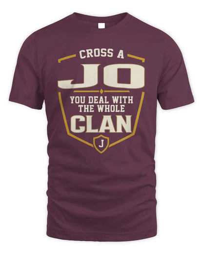 JO NT1-K008 Cross A/An NAME, You Deal With the Whole Clan | Personalized Vintage T-Shirt - Unisex Standard T-Shirt - Maroon