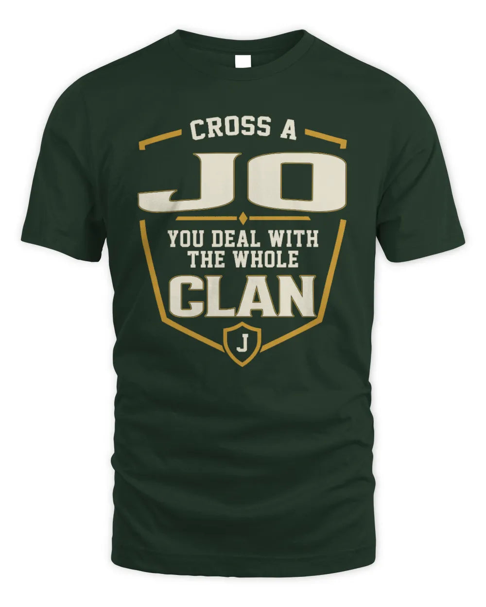 JO NT1-K008 Cross A/An NAME, You Deal With the Whole Clan | Personalized Vintage T-Shirt - Unisex Standard T-Shirt - Forest Green