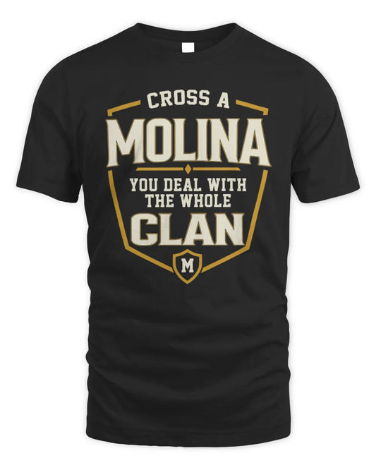 MOLINA NT1-K008 Cross A/An NAME, You Deal With the Whole Clan | Personalized Vintage T-Shirt - Unisex Standard T-Shirt - Black