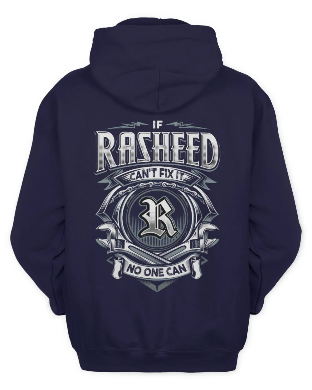 RASHEED AP81-K4-626 - Personalized Ahmed Quote Apparel “If Ahmed Can't Fix It, No One Can” - Unisex Hoodie - Navy