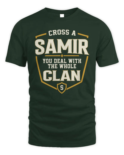 SAMIR NT1-K008 Cross A/An NAME, You Deal With the Whole Clan | Personalized Vintage T-Shirt - Unisex Standard T-Shirt - Forest Green