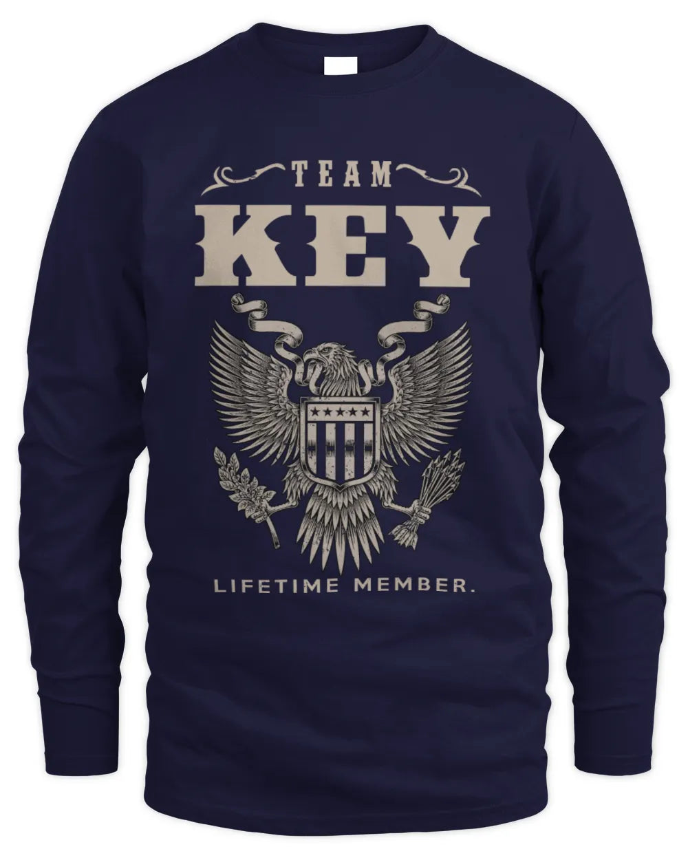 KEY TP06-K82 – Personalized Classic Style Apparel “Team NAME Lifetime Member” - Men's Long Sleeved T-Shirt - Navy