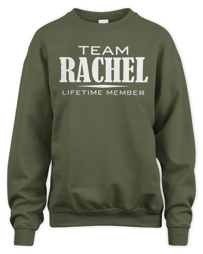 RACHEL BL62-K4-128 - Personalized “Team NAME Lifetime Member” - Unisex Sweatshirt - Military Green
