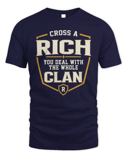 RICH NT1-K008 Cross A/An NAME, You Deal With the Whole Clan | Personalized Vintage T-Shirt - Unisex Standard T-Shirt - Navy