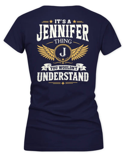 JENNIFER KT06-M008 It’s a [NAME] Thing – You Wouldn’t Understand | Personalized Vintage T-Shirt - Women's V-Neck T-Shirt - Navy