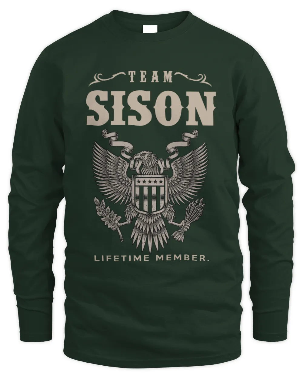 SISON TP06-K82 – Personalized Classic Style Apparel “Team NAME Lifetime Member” - Men's Long Sleeved T-Shirt - Forest Green