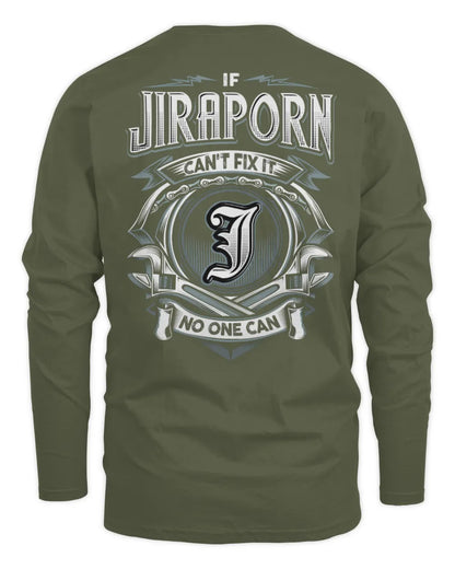 JIRAPORN AP81-K4-626 - Personalized Ahmed Quote Apparel “If Ahmed Can't Fix It, No One Can” - Men's Long Sleeved T-Shirt - Military Green