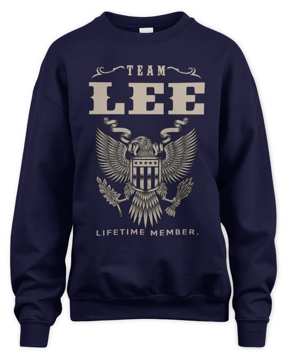 LEE TP06-K82 – Personalized Classic Style Apparel “Team NAME Lifetime Member” - Unisex Sweatshirt - Navy