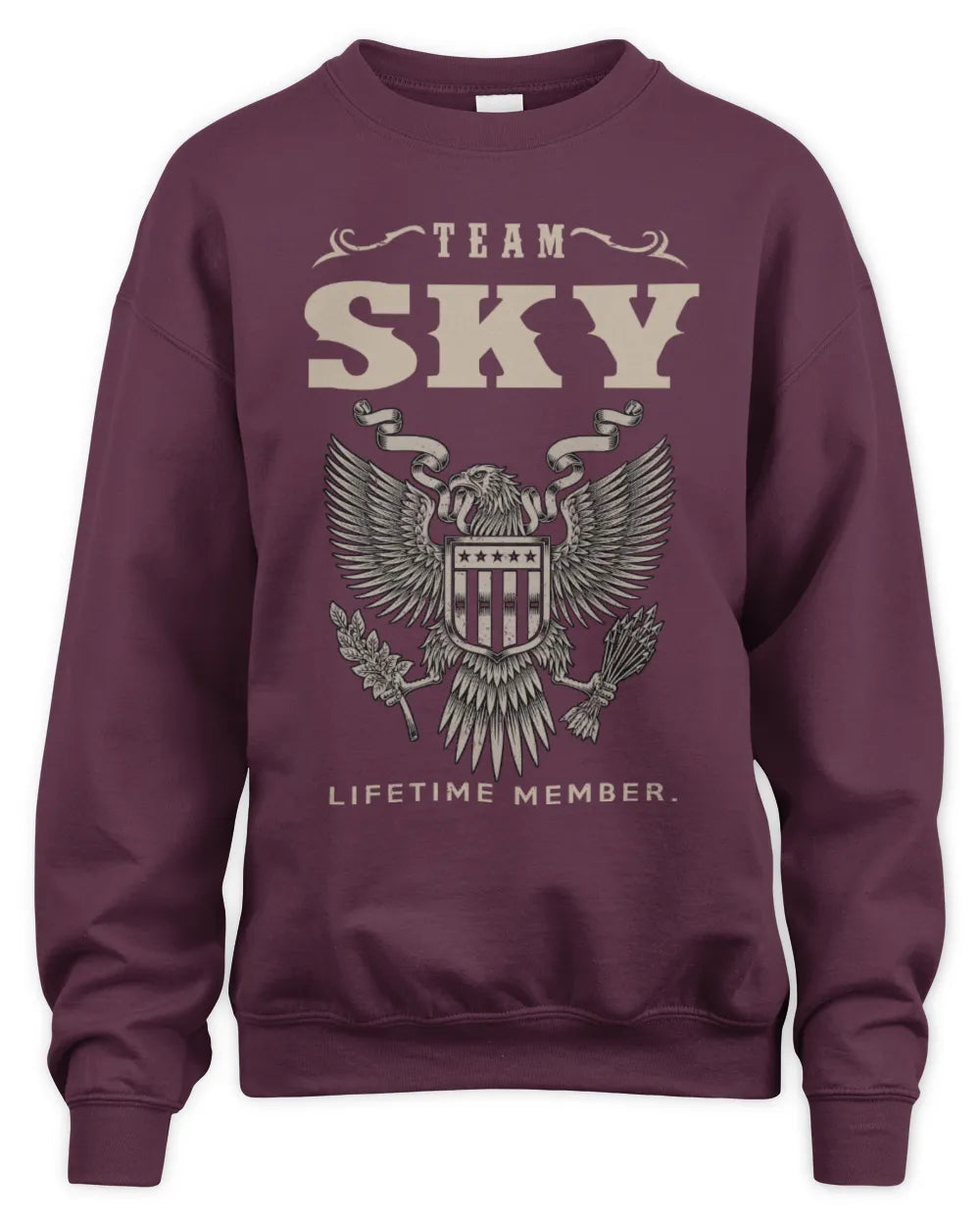 SKY TP06-K82 – Personalized Classic Style Apparel “Team NAME Lifetime Member” - Unisex Sweatshirt - Maroon
