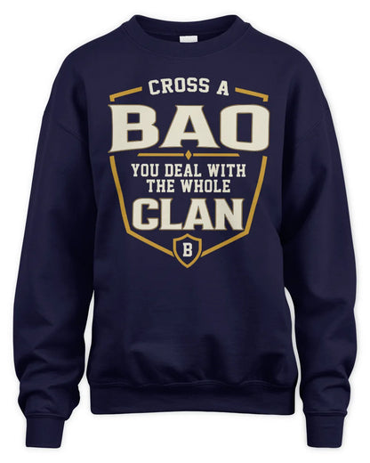 BAO NT1-K008 Cross A/An NAME, You Deal With the Whole Clan | Personalized Vintage T-Shirt - Unisex Sweatshirt - Navy