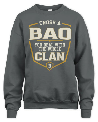 BAO NT1-K008 Cross A/An NAME, You Deal With the Whole Clan | Personalized Vintage T-Shirt - Unisex Sweatshirt - Charcoal