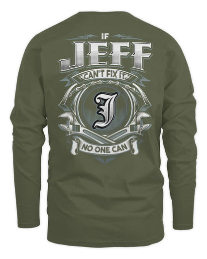JEFF AP81-K4-626 - Personalized Ahmed Quote Apparel “If Ahmed Can't Fix It, No One Can” - Men's Long Sleeved T-Shirt - Military Green
