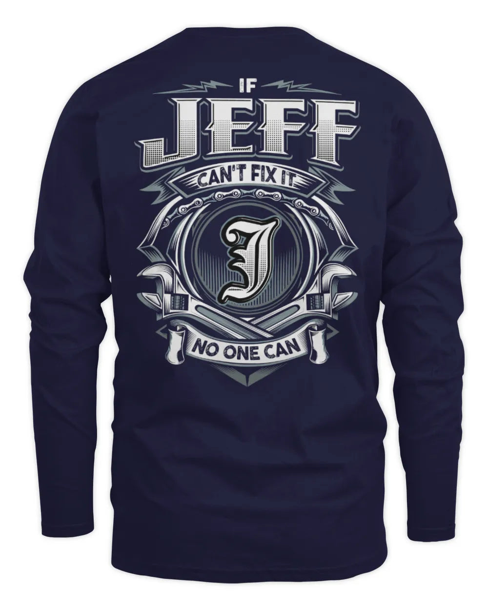 JEFF AP81-K4-626 - Personalized Ahmed Quote Apparel “If Ahmed Can't Fix It, No One Can” - Men's Long Sleeved T-Shirt - Navy