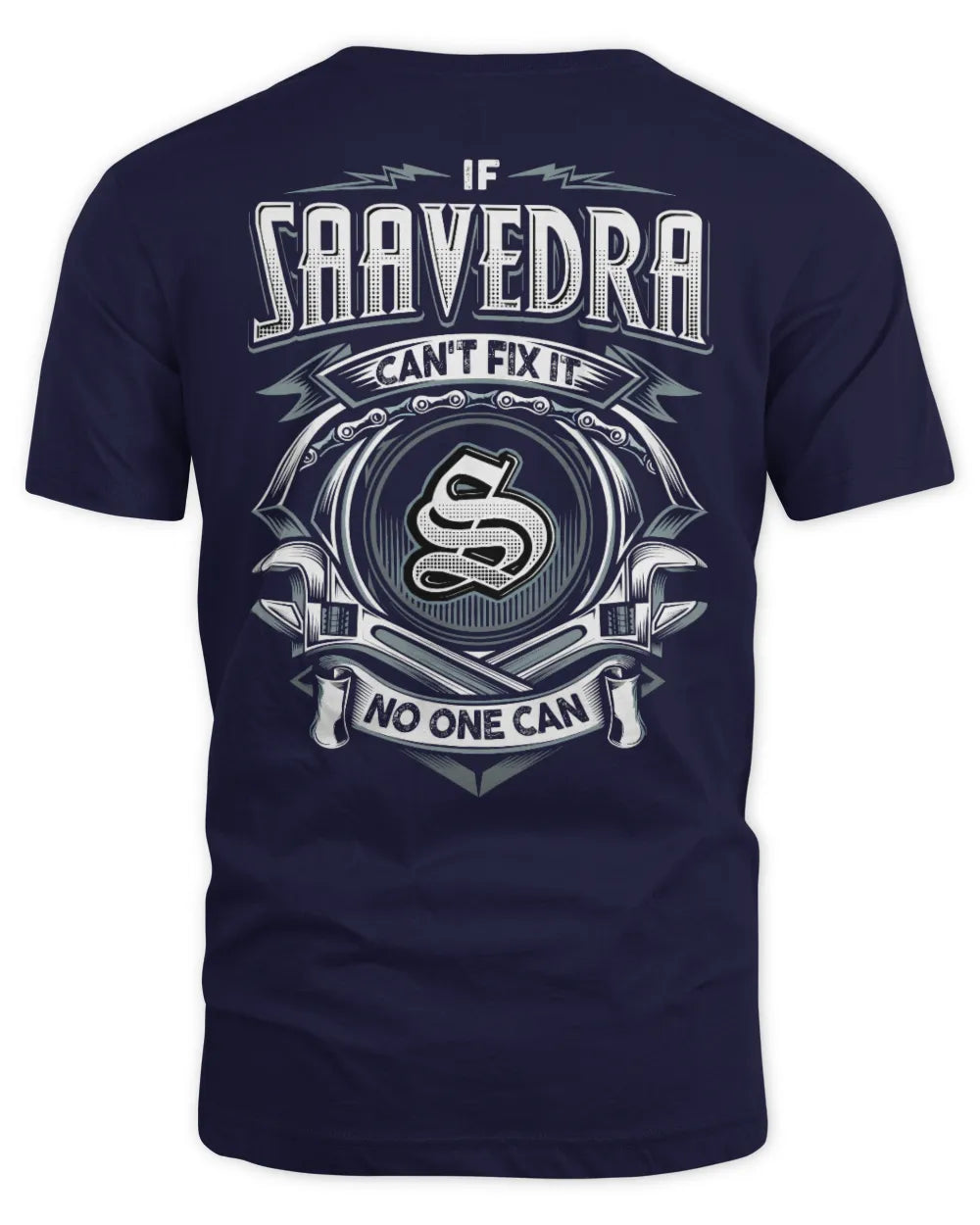 SAAVEDRA AP81-K4-626 - Personalized Ahmed Quote Apparel “If Ahmed Can't Fix It, No One Can” - Unisex Standard T-Shirt - Navy