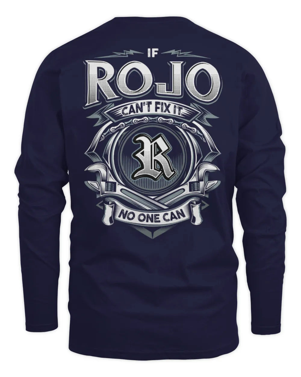 ROJO AP81-K4-626 - Personalized Ahmed Quote Apparel “If Ahmed Can't Fix It, No One Can” - Men's Long Sleeved T-Shirt - Navy