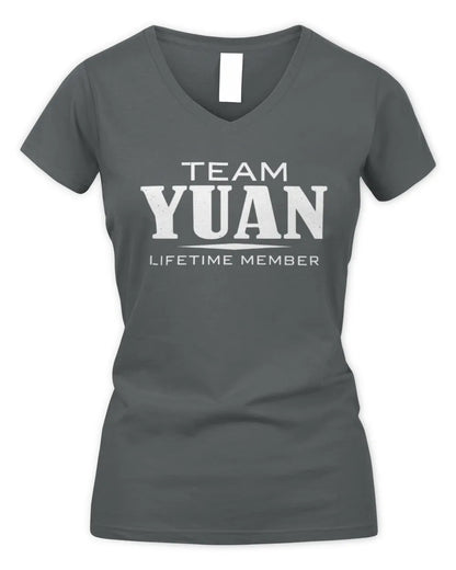 YUAN BL62-K4-128 - Personalized “Team NAME Lifetime Member” - Women's V-Neck T-Shirt - Charcoal