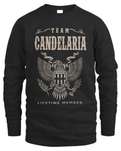 CANDELARIA TP06-K82 – Personalized Classic Style Apparel “Team NAME Lifetime Member” - Men's Long Sleeved T-Shirt - Black