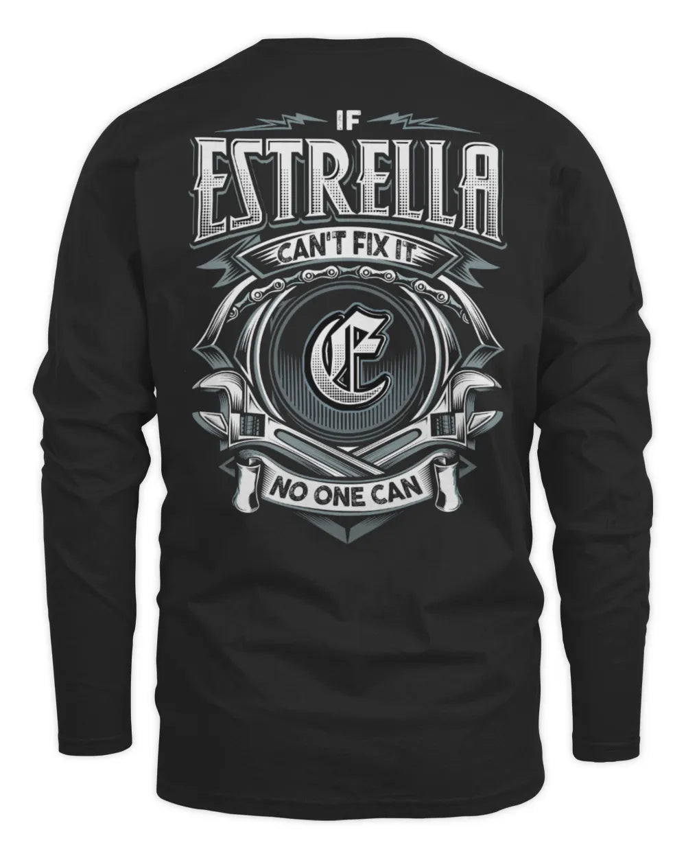 ESTRELLA AP81-K4-626 - Personalized Ahmed Quote Apparel “If Ahmed Can't Fix It, No One Can” - Men's Long Sleeved T-Shirt - Black
